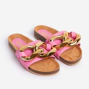 Ego Pink Chunky Chain Detail Slides